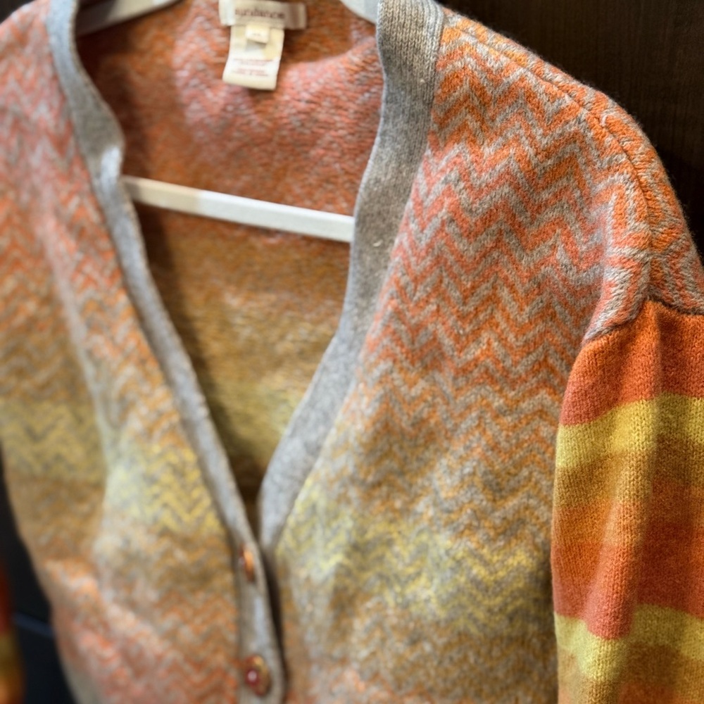 Sundance Orange and Yellow Women's Cardigan Sweater - Picture 9 of 10
